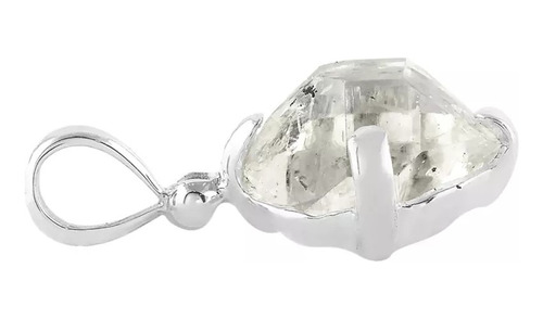 Dije De Diamante Herkimer En Plata De Ley 1.25 Color Blanco