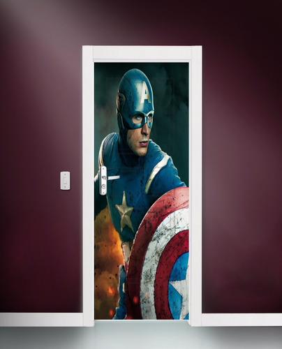 Adesivo Porta Parede Vingadores Capitão America Comic Marvel