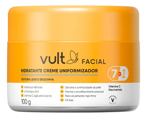 Hidratante Creme Uniformizador Facial Vult 7 Em 1 - 100g Momento de aplicação Dia/Noite Tipo de pele Todo tipo de pele
