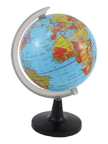Mapa con lupa giratoria del globo político terrestre