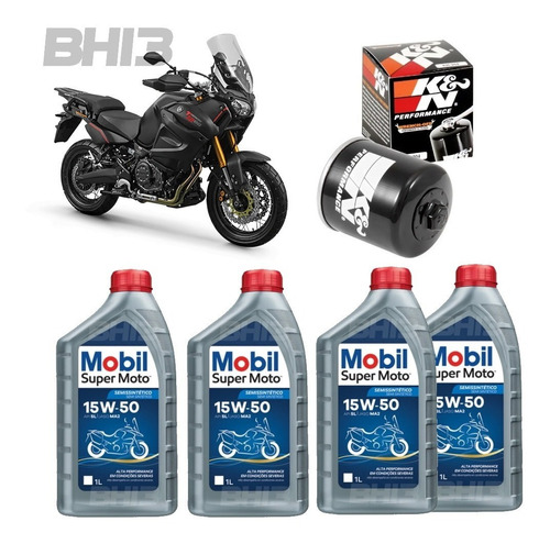 Kit Troca Óleo Filtro Mobil 15w50 Super Teneré 1200 Kn204