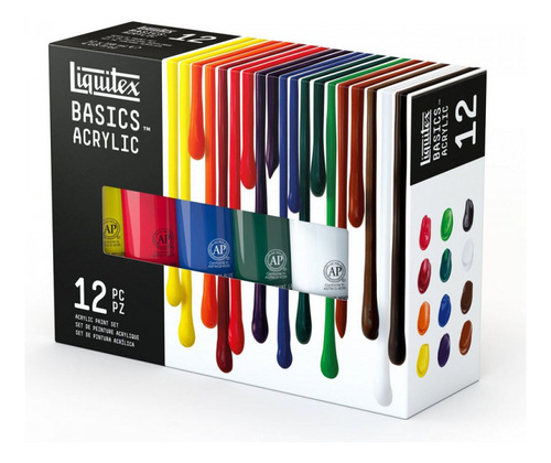 Estuche de pintura acrílica Liquitex Basics, 118 ml, 12 colores