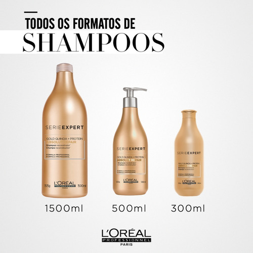 Imagem 7 de 10 de Shampoo Absolut Repair Gold Quinoa+protein-1,5l