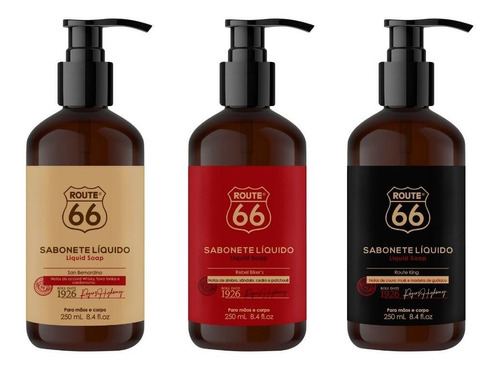 Kit 3 Sabonetes Liquido 250ml Cada Corpo E Mãos - Route 66