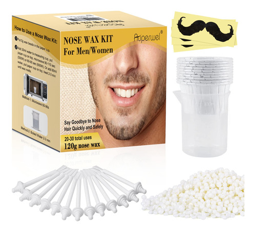 Auperwel Kit De Cera De Nariz De 4.23 oz, Incluye 30 Aplicad