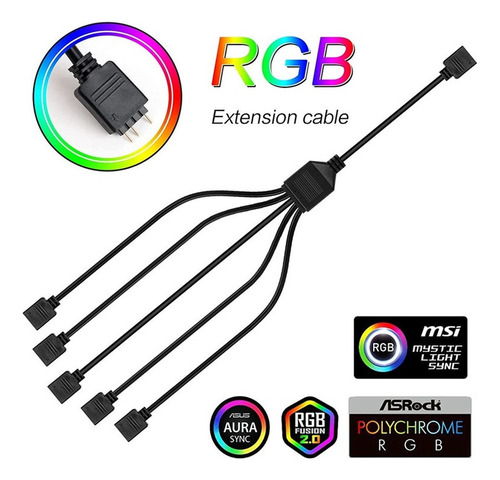 Cabo Adaptador Divisor Rgb De 2 Peças 5v 3 Pinos Para Habita