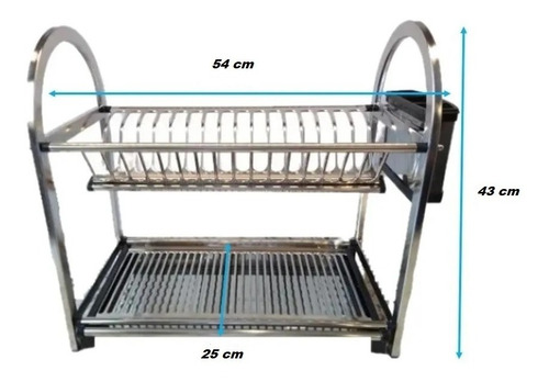 Imagen 5 de 10 de Escurridor Platos Acero Inoxidable 2 Pisos Con Bandeja