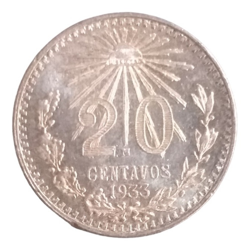 Moneda 20 Centavos Resplandor Plata 720 Años 30's Nuevas