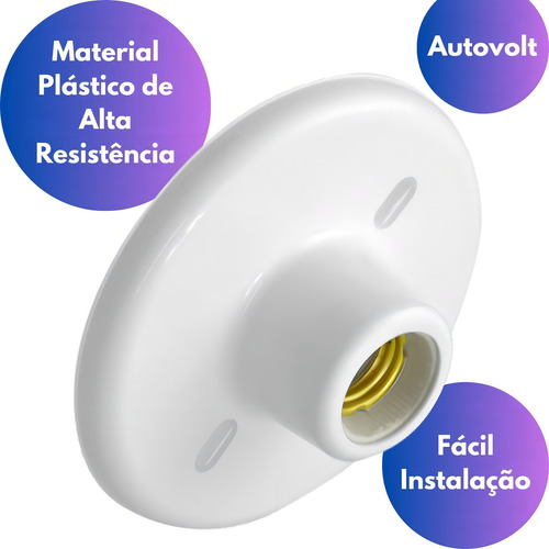 Kit de 8 enchufes de techo de porcelana E27, lámpara de techo blanca