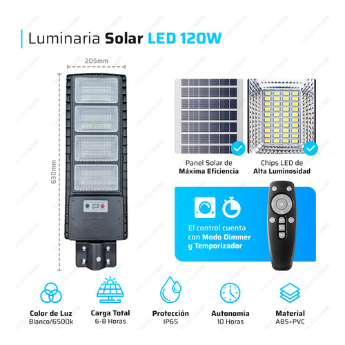 Luminaria Solar Led 120w Reflector Calle Fotocelula Pack X4 Negro Blanco Frío 4