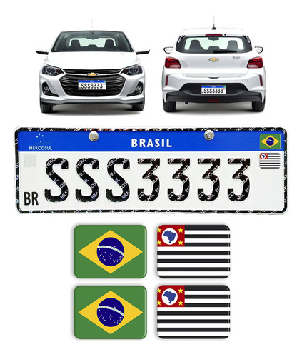Adesivos Bandeira Brasil/são Paulo Placa Nova Carro Resinado