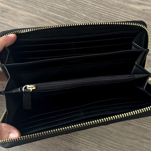 Cartera Para Dama Coach Monograma Negro, Original Grande. Negro Liso