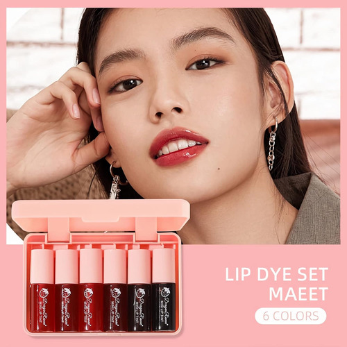 Juego De Tintes De Labios De 6 Colores, Brillo De Labios Cor