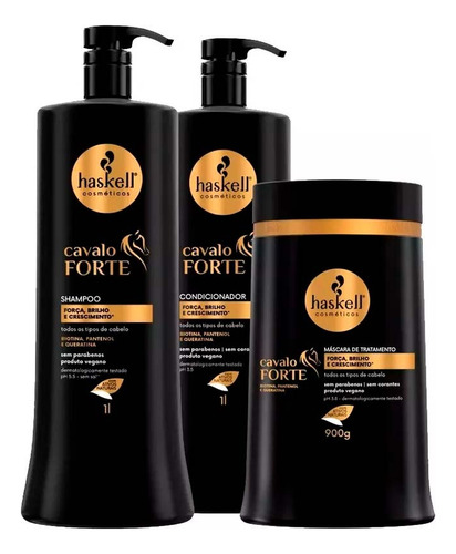 Haskell Kit Cavalo Forte Máscara Shampoo E Condicionador 1kg