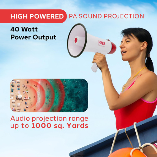 Altavoz Megáfono Pyle Pmp48ir 40 W 1000 Yardas Con Sirena Y