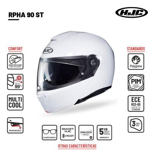 Casco Moto Hjc Rebatible Rpha 90s Pim-p Solido Semi F Titani