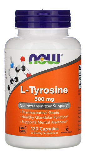 Suplemento en cápsula NOW  L-Tirosina L-Tyrosine aminoácidos en bote de 60g 120 un