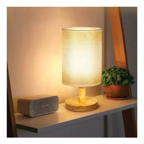 .s Lámpara Nocturna Led Artesanal De Lino Retro Estampado