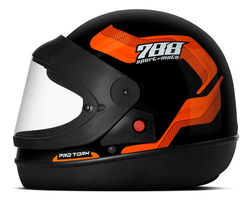 Capacete Fechado Sport Moto 788 Pro Tork Tamanho Do Capacete 62 Cor Laranja Viseira Cristal Desenho Sport Moto 788