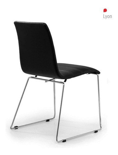 Silla-sillón Oficina Para Escritorio Base Trineo Cromada Color Negro Material Del Tapizado Ecocuer