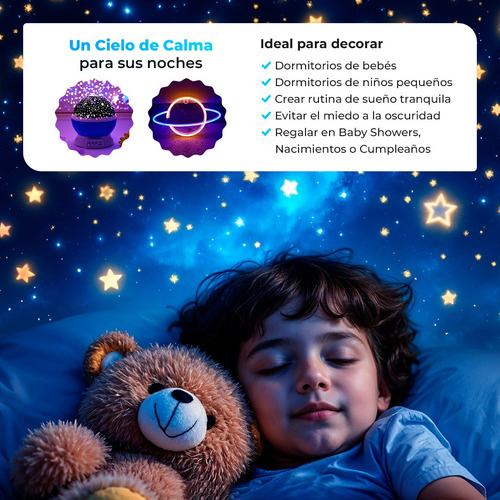 Pack Dulces Sueños Proyector Estrellas + Figura Neon + Guia Blanco Muticolor