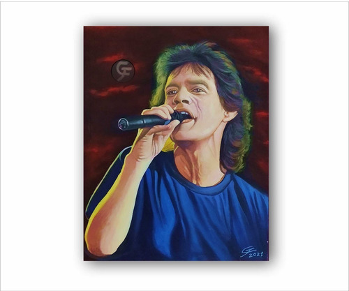 Mick Jagger Cuadro Original Pintado A Mano 70x50 Acrilico