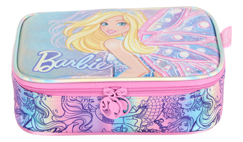 Mochila Barbie E Estojo Fada Holográfico Rosa - Luxcel