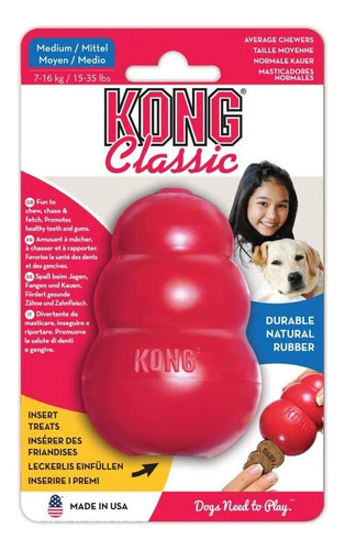 Kong Classic Mediano Juguete Célebre Y Resistente Caucho 9cm