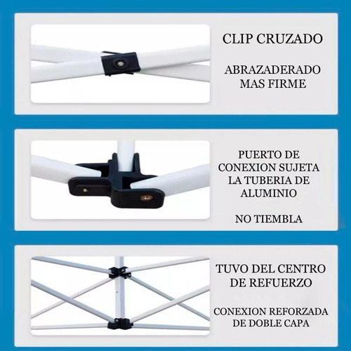 Carpa Toldo Plegable 2x2 Para Jardin Reforzado Impermeable Blanco