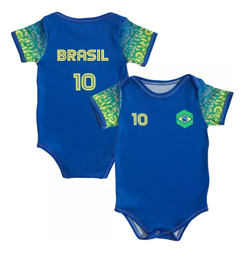 Body De Bebê Unissex Brasil Copa Do Mundo Personalizado 
