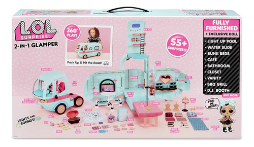 Set 2 En 1 Glamper Y Muñeca Exclusiva Lol Surprise Con Luces