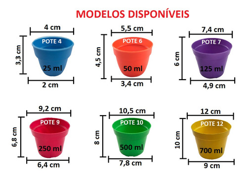 Imagem 9 de 9 de Vaso Plástico Mini Pote 6 Colorido Cactos E Suculentas 20 Ud
