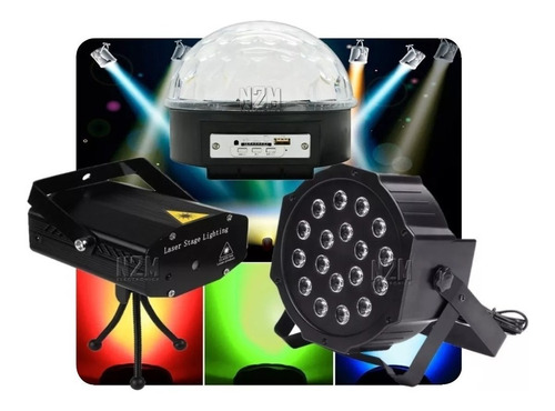 Combo Luces Dj Led Bola + Proton 18 + Laser Lluvia Premium