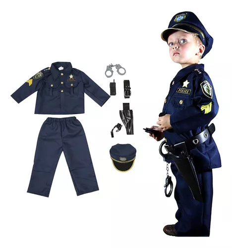 Disfraz de oficial de policía para niños, disfraz de policía para niños con  uniforme de policía, disfraz de Halloween para niños, disfraz, kit de