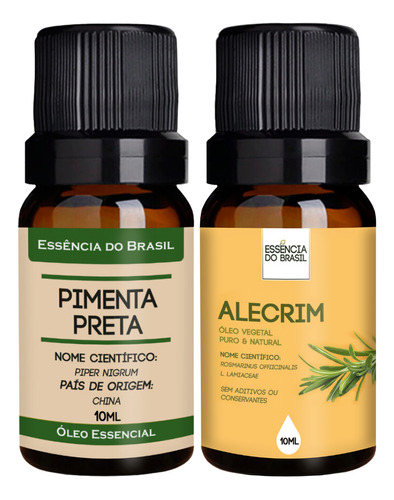 Kit Óleo Essencial Pimenta Preta + Vegetal De Alecrim 10ml