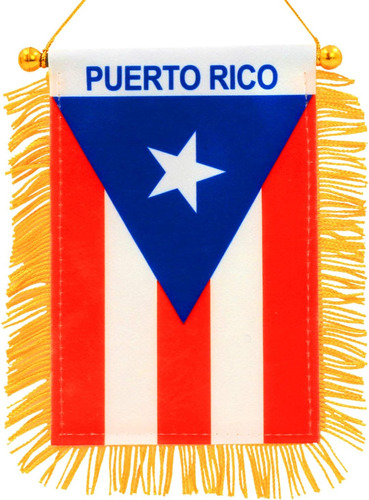 Minibandera Anley, Puerto Rico, Doble Costura, 10 X 15 Cm