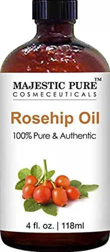 Aceite de rosa mosqueta para el rostro, uñas, cabello y piel de Majestic  Pure, 100% natural y puro, prensado en frío, 4 onzas