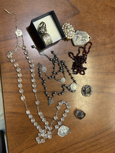 Antiguo Rosario Cristal Incompleto Y Joyas P Restaurar 925 (Usado)