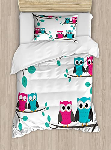 Ambesonne Dibujos Animados Duvet, Pares De Búhos Lxkmn