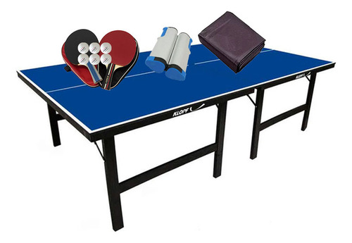 Mesa Ping Pong 1002 Klopf + 2 Kits 5093 + Rede 5096 + Capa Cor Azul
