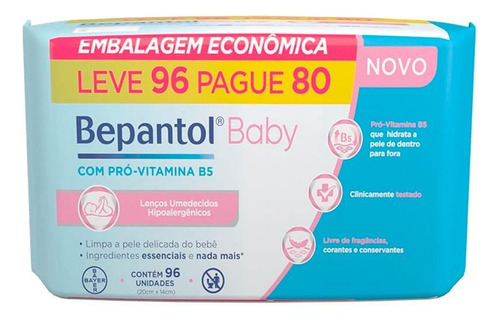Lenço Umedecido Bepantol Baby Com 96 Unidades