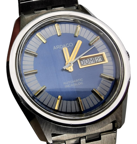 Reloj Ardaco Automatic Azul Marino ~ Incabloc/ 70´s/ Fe 4612