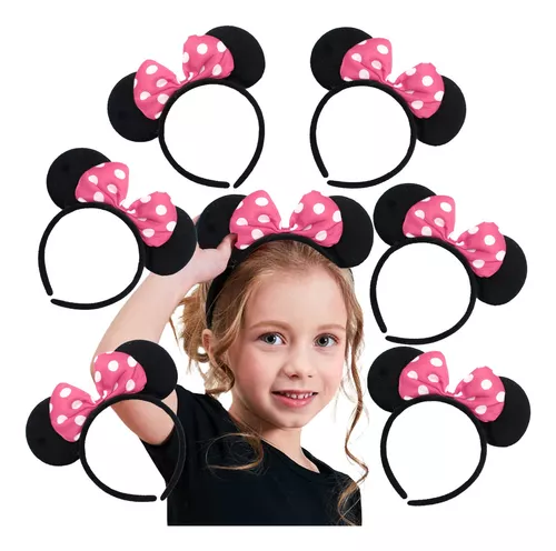 50 Diadema Minnie Mouse Rosa Moño Orejas Fiesta Niña