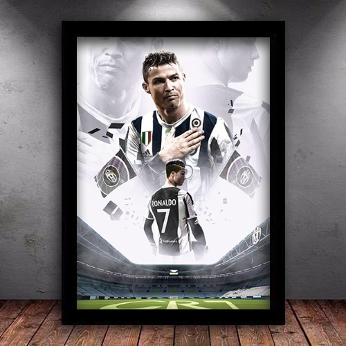 Quadro C/ Moldura Cr7 Cristiano Ronaldo Juventus 45x35cm