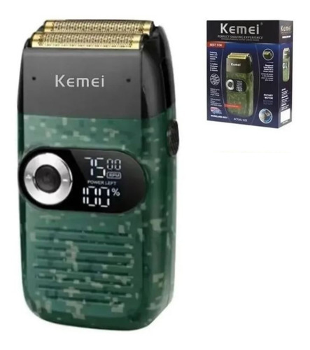 Máquina de afeitar profesional Kemei Km-2027, color verde oscuro, 110 V/220 V