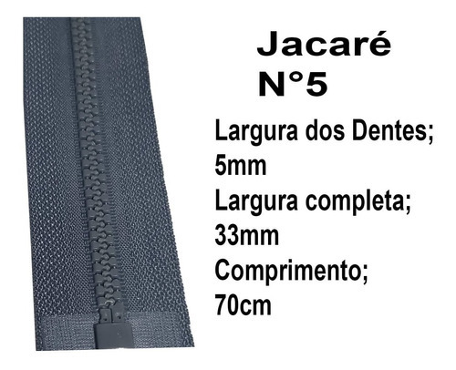 Zíper Para Jaquetas, Bolsas Extra Forte Cor Cinza Escuro 70 cod X34