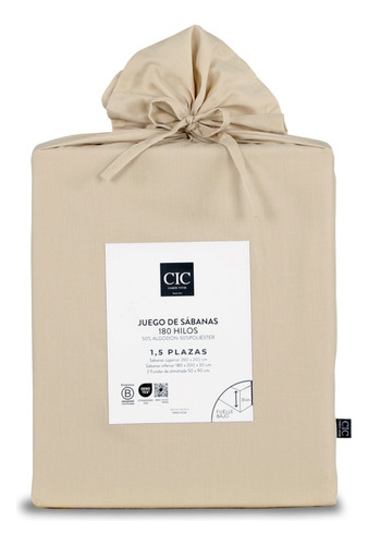 Set Sabanas Lisas 180 Hilos Taupe 1 Plaza Y 1.5 Plazas CIC