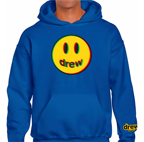 Buzo Hoodie Canguro Drew Azul Justin Bieber Unfocused Moda