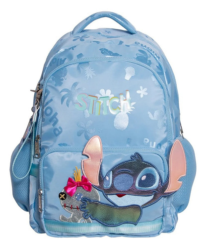 Mochila Stitch Primaria Backpack 185629 Color Azul Diseño De La Tela Liso