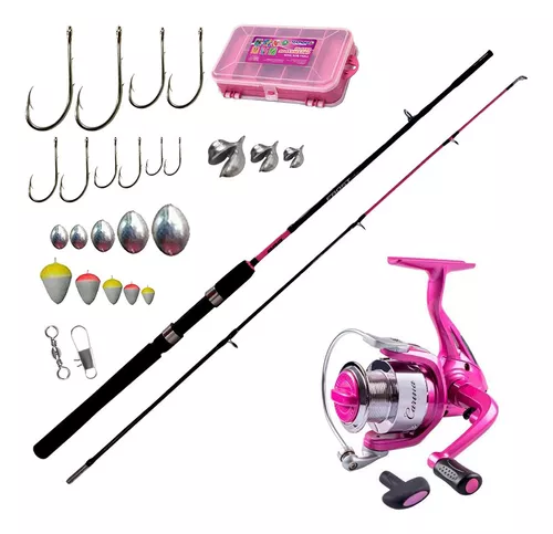 Kit Pesca Rosa Vara Frost 1,80m E Molinete Carina 4000